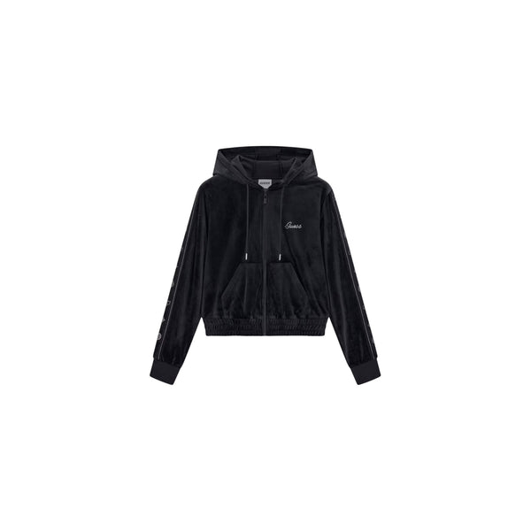Felpa Donna in ciniglia, con dettaglio logo sulle maniche, full zip