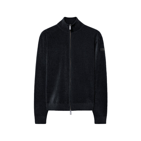 Cardigan Uomo Velvet con full zip grigio scuro