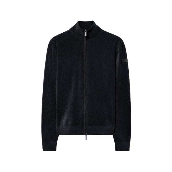 Cardigan Uomo Velvet con full zip grigio scuro