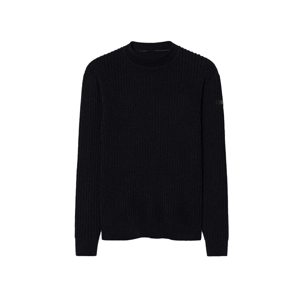 Maglia Uomo a girocollo, in ciniglia, con finiture a costine