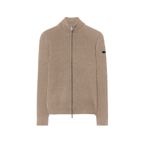 Cardigan Uomo Velvet con full zip beige