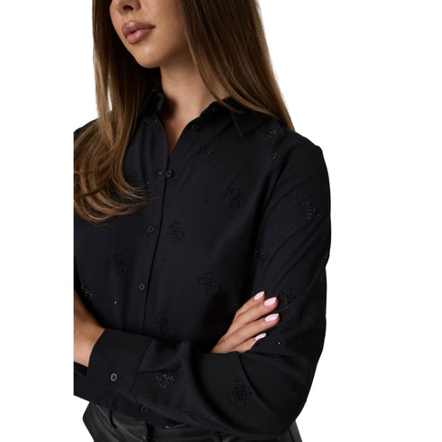 Camicia Donna con colletto classico, e motivo 4G con paillettes
