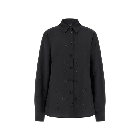 Camicia Donna con colletto classico, e motivo 4G con paillettes