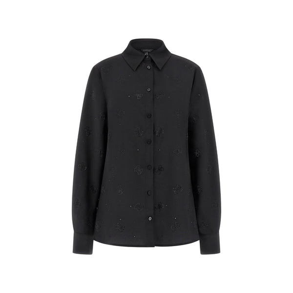 Camicia Donna con colletto classico, e motivo 4G con paillettes