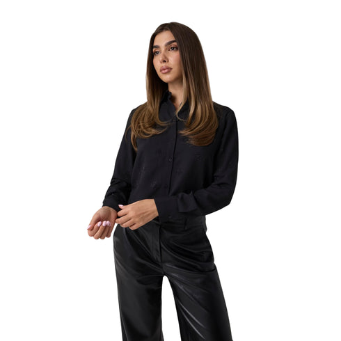 Camicia Donna con colletto classico, e motivo 4G con paillettes