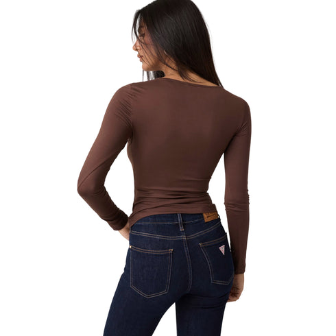 T-shirt Donna a maniche lunghe, cut-out, con dettaglio gioiello