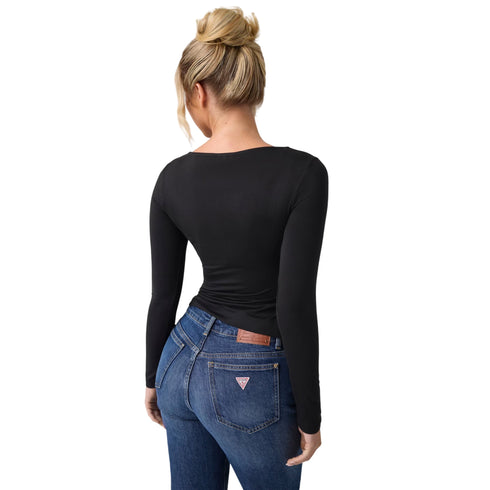 T-shirt Donna a maniche lunghe, cut-out, con dettaglio gioiello
