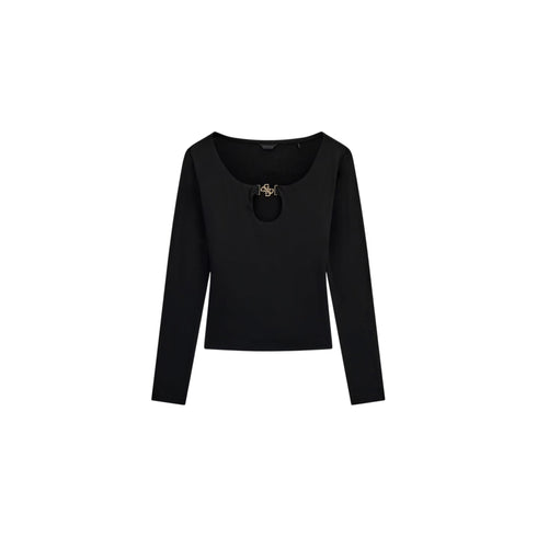 T-shirt Donna a maniche lunghe, cut-out, con dettaglio gioiello
