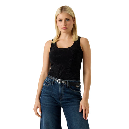 Top donna con logo nero