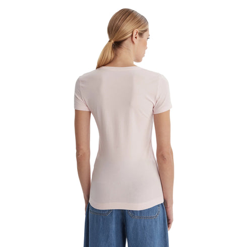 T-shirt donna con strass logo rosa - retro