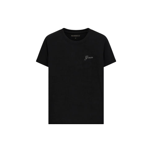 T-shirt Donna a maniche corte, slim fit, con mini logo strass