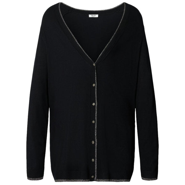 Cardigan Donna con profili in lurex, in filato misto viscosa