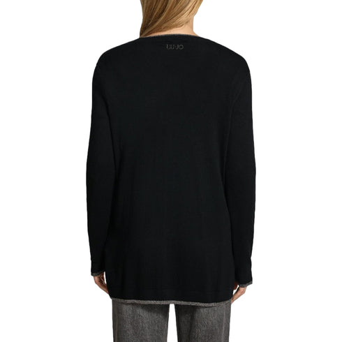 Cardigan Donna con profili in lurex, in filato misto viscosa