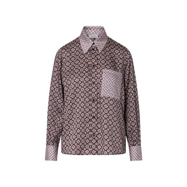 Camicia Donna in twill stampato con tasca sul petto