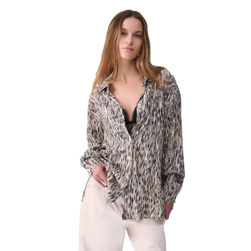 Camicia Donna in viscosa, con stampa all over e colletto classico