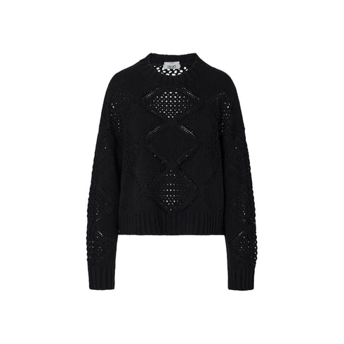 Maglia Donna in misto lana traforata, con scollatura girocollo