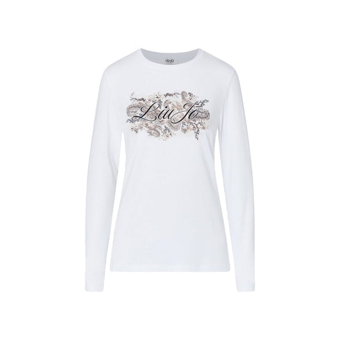 T-shirt Donna skinny fit manica lunga bianca