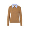Maglia Donna con colletto popeline marrone