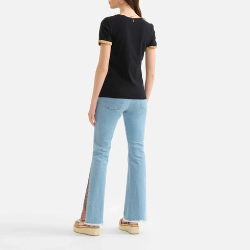 Alviero Martini 1A Classe T-shirt T-shirt Donna con taschino e profili geo Nero P24-ALVIERO MARTINI0701JC76-999-42 - Francavilla Moda