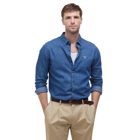 Barbour Camicia ml Camicia ml Uomo Chambray Crest in denim M - Francavilla Moda