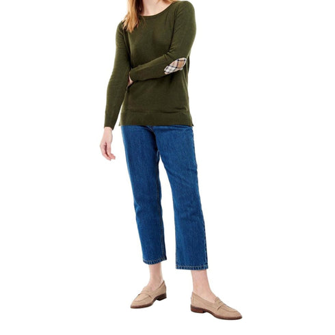 Barbour Pullover Maglia Donna Pendle con toppe tartan 10 A25 - BARBOURLKN1075 - OL54 - 10 - Francavilla Moda