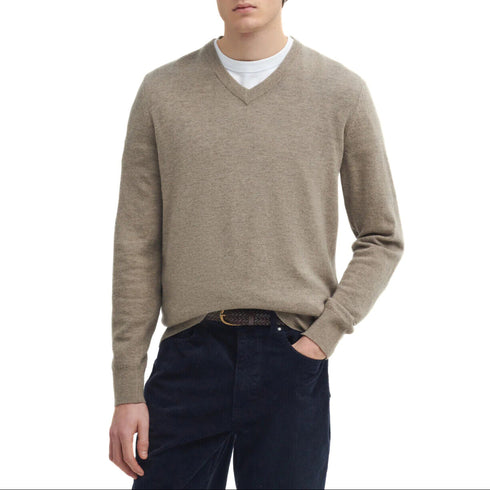 Barbour Pullover Maglia Uomo a V Marlow con toppe M A24 - BARBOURMKN1587 - ST51 - M - Francavilla Moda