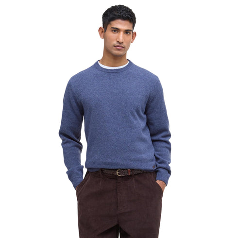 Maglia Uomo Essential Patch Crew, in filato di pura lana, con ricamo logo