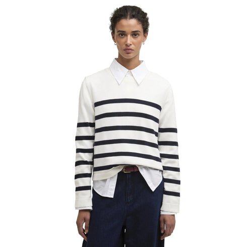 Barbour Girocollo Maglione girocollo Donna Fern a righe 6 P26-BARBOURLKN1762-WH71-6 - Francavilla Moda