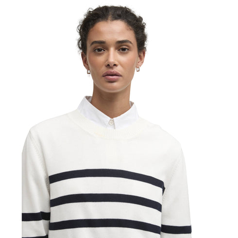 Barbour Girocollo Maglione girocollo Donna Fern a righe 6 P26-BARBOURLKN1762-WH71-6 - Francavilla Moda
