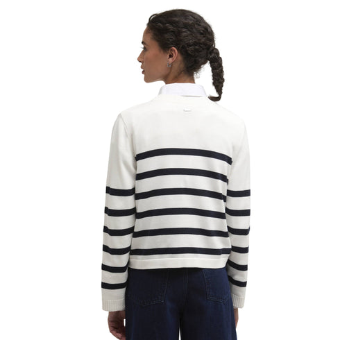 Barbour Girocollo Maglione girocollo Donna Fern a righe 6 P26-BARBOURLKN1762-WH71-6 - Francavilla Moda