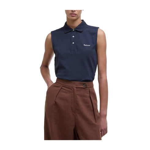 Barbour Polo Polo Donna Bowford smanicata Navy - Francavilla Moda