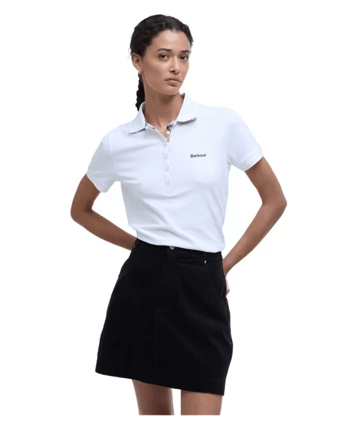 Barbour Polo mm Polo Donna mm inserti tartan portsdown 8 P26-BARBOURLML0634-WH33-8 - Francavilla Moda