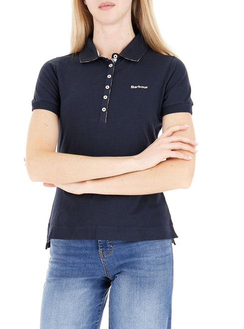 Barbour Polo mm Polo Donna mm inserti tartan portsdown 10 - Francavilla Moda