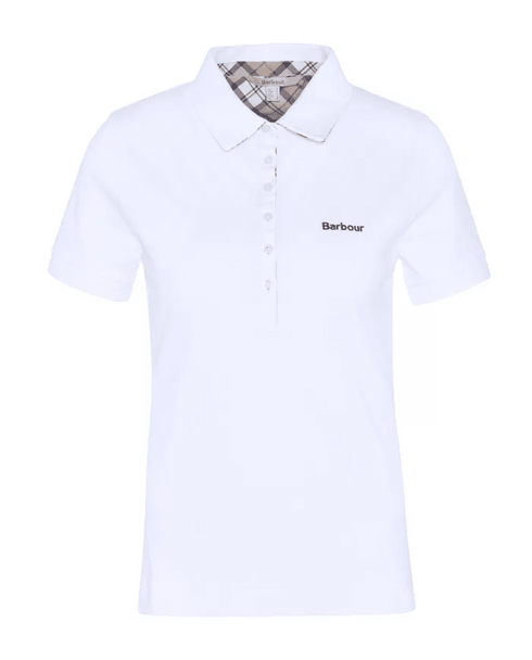 Barbour Polo mm Polo Donna mm inserti tartan portsdown 8 P26-BARBOURLML0634-WH33-8 - Francavilla Moda