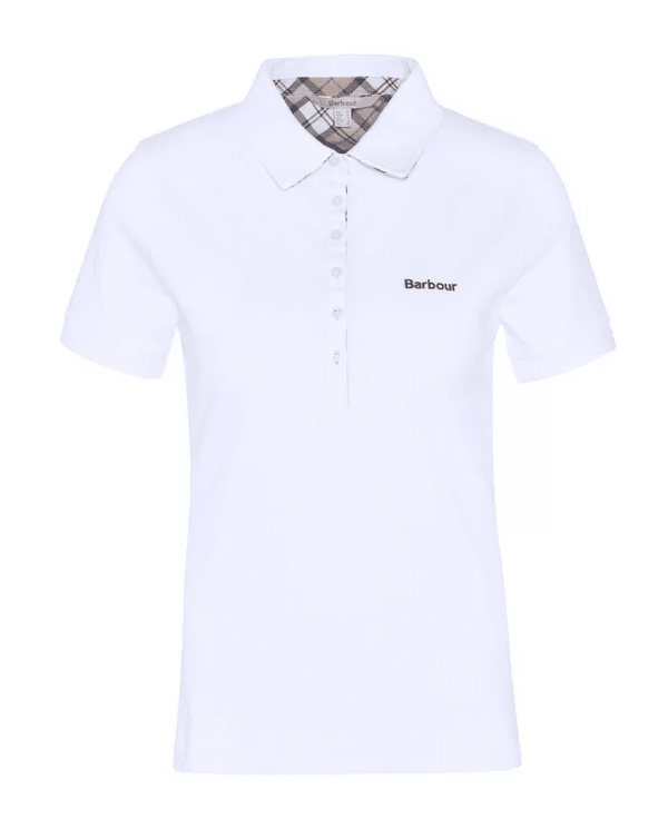 Barbour Polo mm Polo Donna mm inserti tartan portsdown 8 P26-BARBOURLML0634-WH33-8 - Francavilla Moda