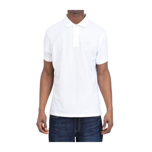 Barbour Polo Polo Uomo Lightweight due bottoni Bianco - Francavilla Moda