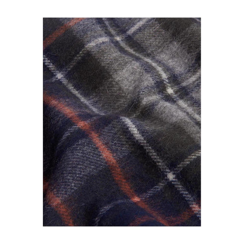 Barbour Sciarpa Sciarpa Uomo tartan con frange Verde blu - Francavilla Moda