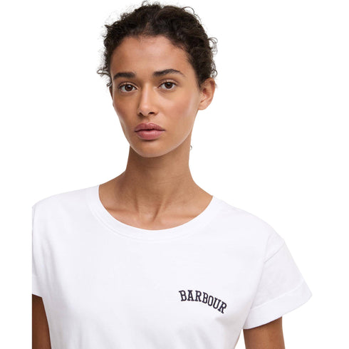 Barbour T-shirt mm T-shirt Donna Bede con mini logo ricamato 10 P26-BARBOURLTS0718-WH11-10 - Francavilla Moda