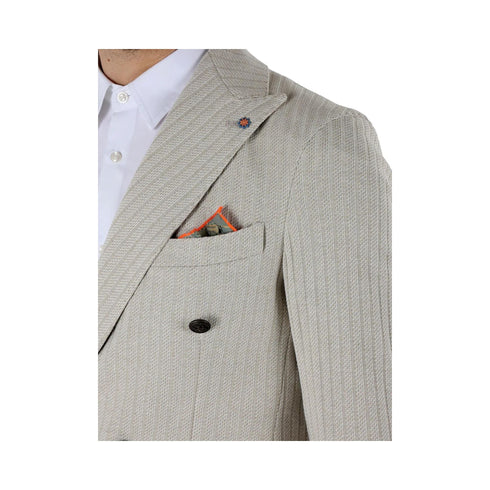 Bharnaba Giacca da uomo Giacca Uomo doppiopetto effetto maglia Sabbia - Francavilla Moda