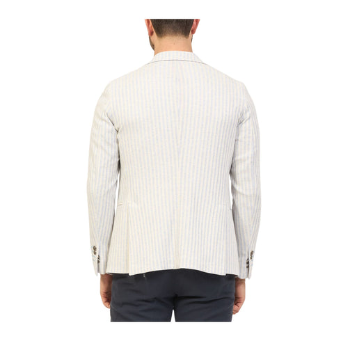 Bharnaba Giacca da uomo Giacca Uomo monopetto rigata Ghiaccio celeste - Francavilla Moda