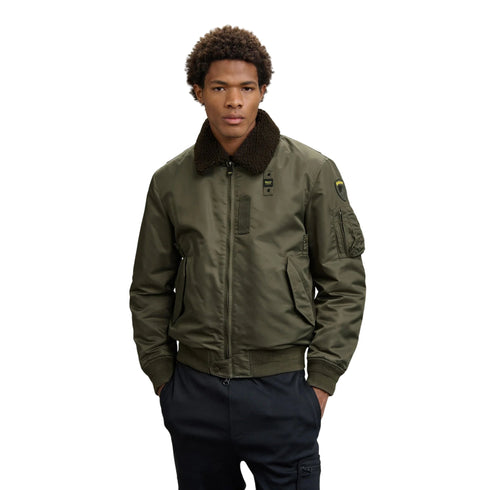 Blauer Bomber Bomber Uomo Marshall con collo in pelliccia S A25 - BLAUERBLUC02029007280 - 670 - S - Francavilla Moda