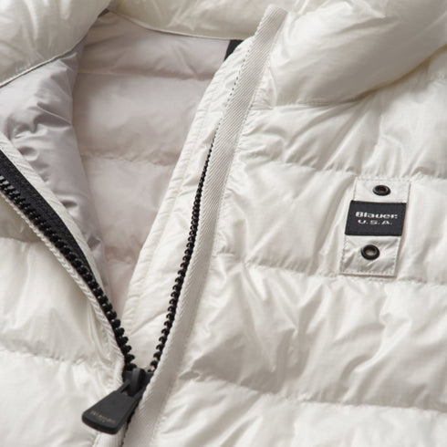 Blauer Piumino smanicato Gilet Donna in nylon con collo alto Bianco - Francavilla Moda