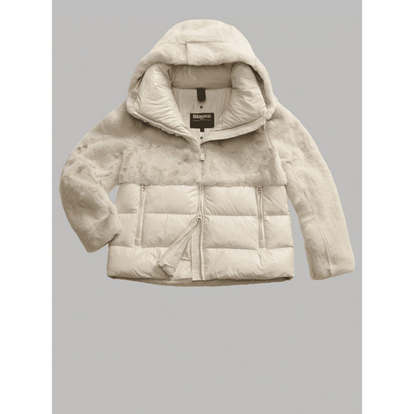 Blauer Piumino corto GIUBBETTO NYLON CON PELLICCIA ECO FANEVIL XS  - Francavilla Moda