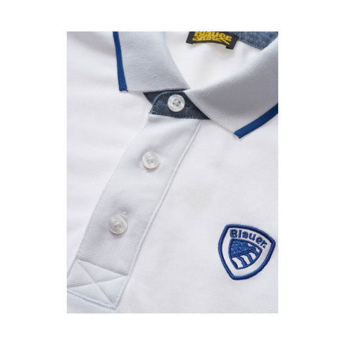 Blauer Polo Polo Uomo con bordino a contrasto Bianco - Francavilla Moda