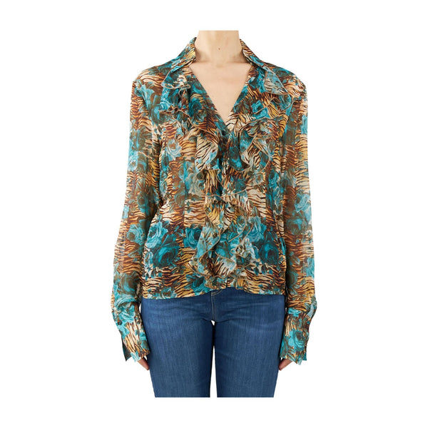 BLUGIRL Camicia casual Camicia Donna fantasia con rouches Turchese - Francavilla Moda