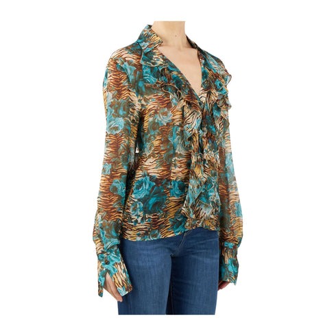 BLUGIRL Camicia casual Camicia Donna fantasia con rouches Turchese - Francavilla Moda