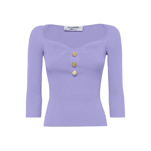 BLUGIRL Maglia Maglia Donna con scollo a cuore Lavanda - Francavilla Moda