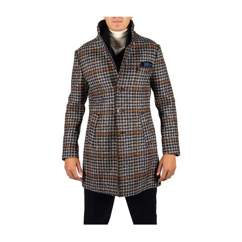 BOB Cappotto Cappotto Uomo a quadri monopetto Blu caramello - Francavilla Moda