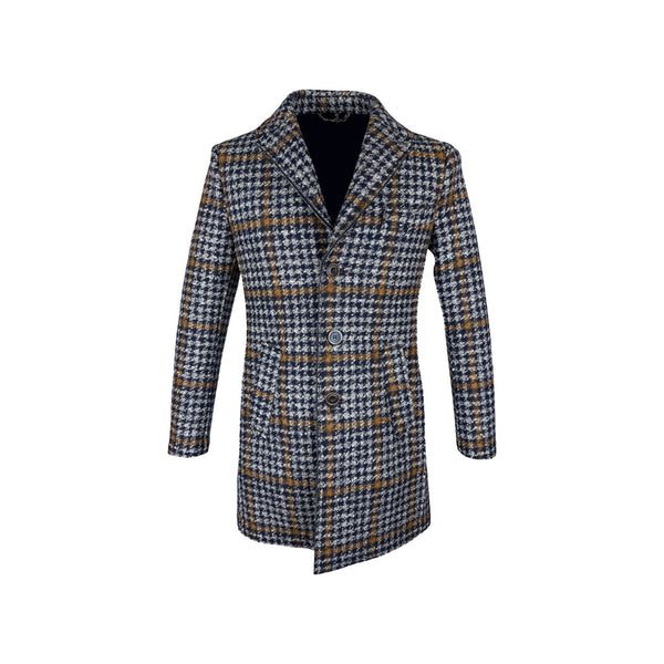 BOB Cappotto Cappotto Uomo a quadri monopetto Blu caramello - Francavilla Moda