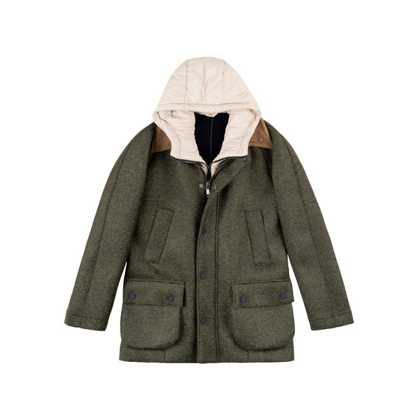 BOB Giacca imbottita Giubbotto Uomo con pettorina a contrasto Militare - Francavilla Moda